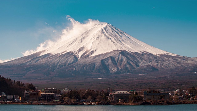 从川口湖看富士山视频素材