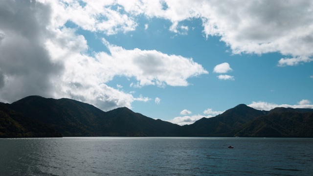 时间流逝湖和船在放松的环境视频素材