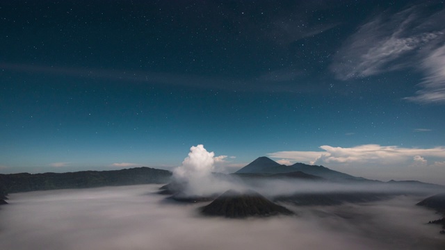 布罗莫山和塞墨鲁山日出时的时间间隔视频素材