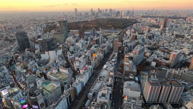 从日本东京商业中心俯瞰日落视频素材