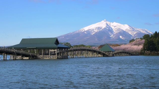 WS磐城山，鹤井桥和湖，北糖谷区，青森县，日本视频素材