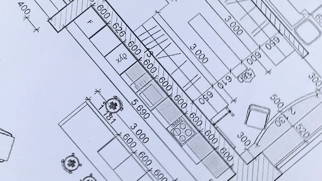 室内旋转建筑图纸视频素材