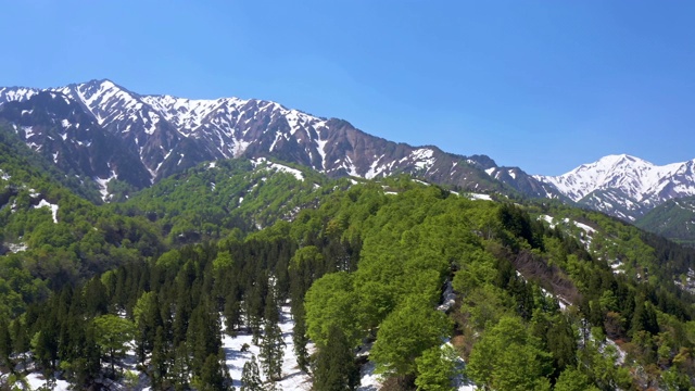 WS空中景观与山，Gizandaira, Uonuma，新泻县，日本视频素材