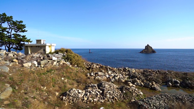 乌良岛的风景，美丽的大海和天空视频素材