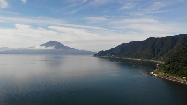 樱花岛山从Aira市，鹿儿岛县，日本。视频素材