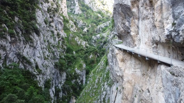 峡谷关怀河无人机在西班牙阿斯图里亚斯视频素材