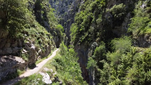 峡谷关怀河无人机在西班牙阿斯图里亚斯视频素材