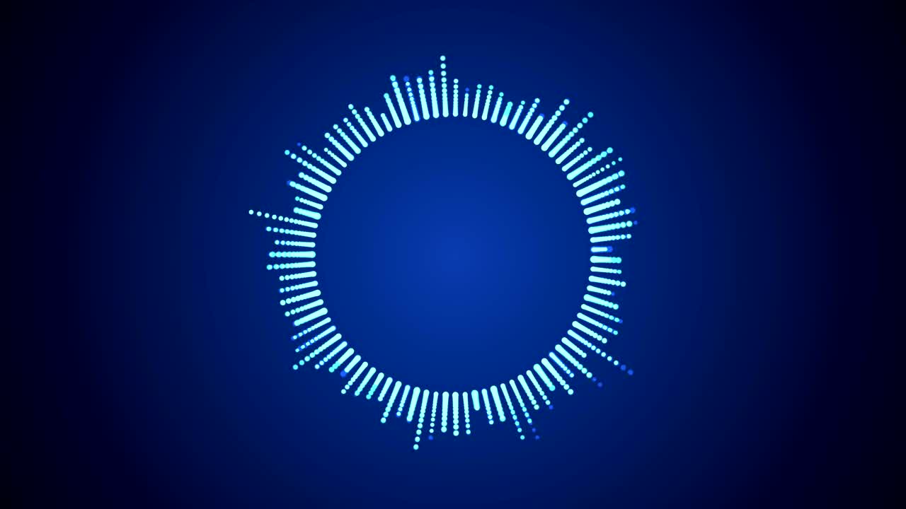 圆形界面hud设计，信息图形元素，如音乐均衡器，音频或声音频率在直线。科技与科学，分析主题。视频素材