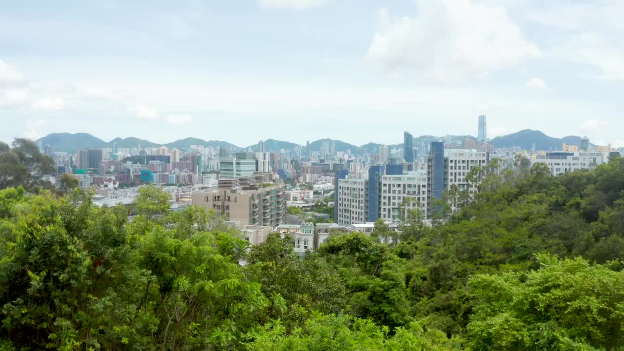 无人机拍摄的香港九龙晴空全貌视频素材