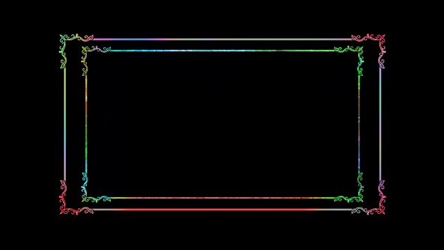 一个明亮明亮的彩色矩形框架上的黑色背景，它可以用于您的照片和视频内容视频素材