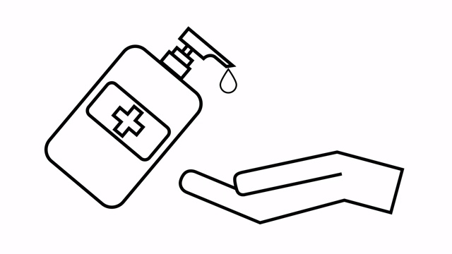 图形动画-用酒精凝胶洗手预防冠状病毒视频素材