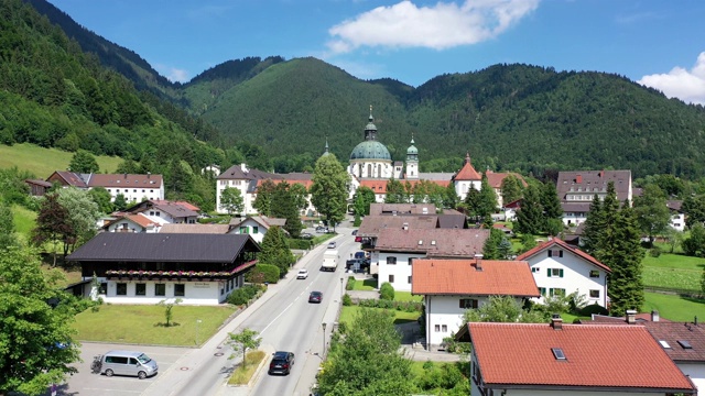 Ettal修道院，Ettal修道院附近的Oberammergau，德国巴伐利亚。视频素材