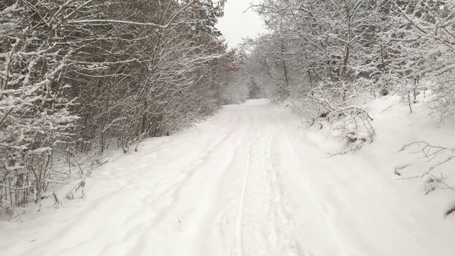 积雪下的路径1月4K无人机视频视频素材