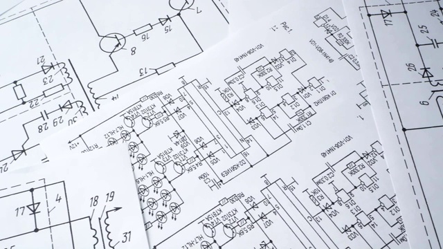 工程师电子工作。图纸工程电气图纸视频素材