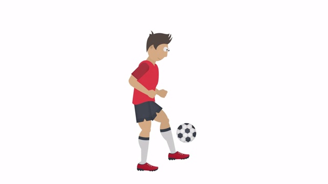 足球运动员。足球运动员拿着球的动画。卡通视频素材