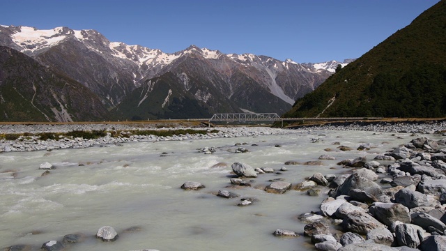 湍急的冰川河，胡克河。视频素材