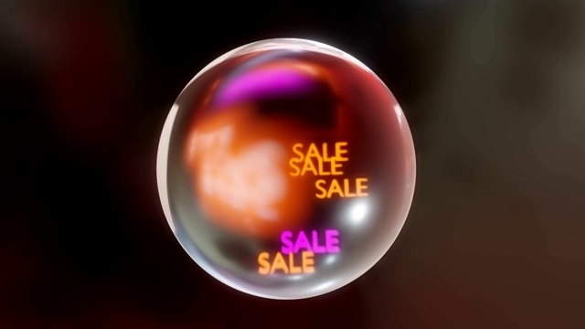 魔术水晶球与销售纹理3d渲染视频素材