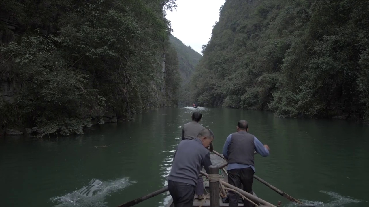 瞿塘峡，木筏船，长江三峡，中华人民共和国，亚洲视频素材