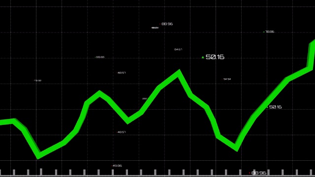 绿色的图形和数字在黑色的背景下移动视频素材