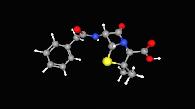 青霉素G分子的动态三维模型视频素材