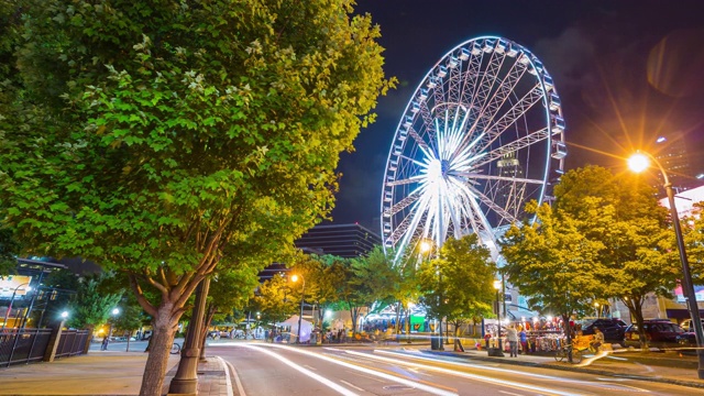 亚特兰大市中心的摩天轮夜景视频素材