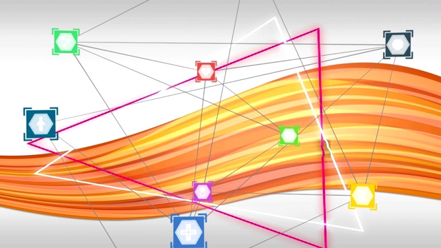 网络连接图标对抗彩色波浪视频素材