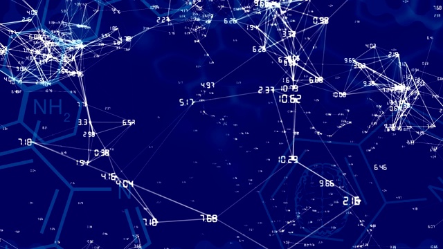 网络连接和数字在蓝色背景下移动视频素材