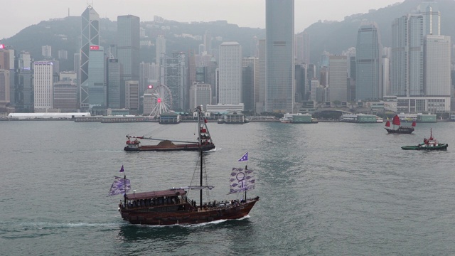 香港天际线和维多利亚湾，中国视频素材