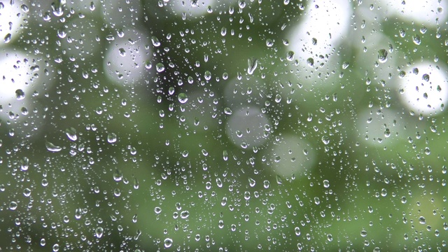 雨点从窗玻璃上滚下来。视频素材