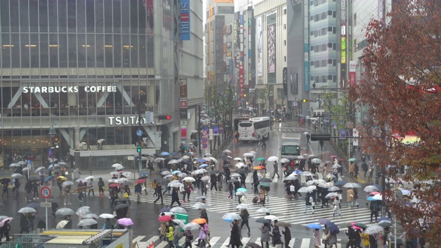 从日本东京的涩谷路口俯瞰视频素材