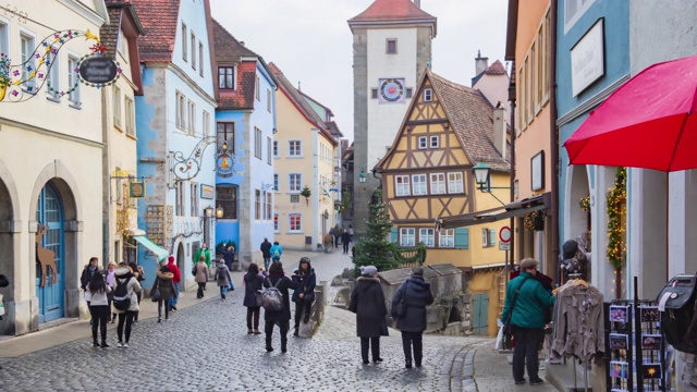 Rothenburg ob der Tauber与历史小镇，德国的延时视频素材