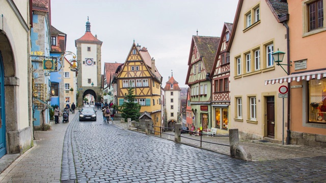 Rothenburg ob der Tauber与历史小镇，德国的延时视频素材