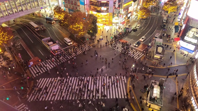 从日本东京的涩谷路口俯瞰视频素材