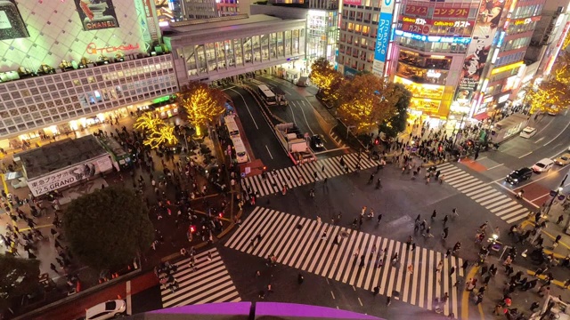 从日本东京的涩谷路口俯瞰视频素材