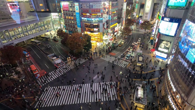 从日本东京的涩谷路口俯瞰视频素材