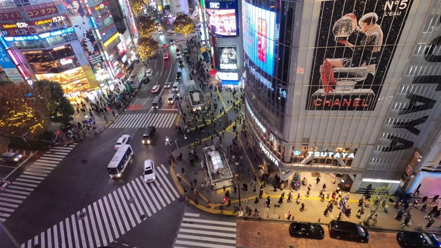 从日本东京的涩谷路口俯瞰视频素材