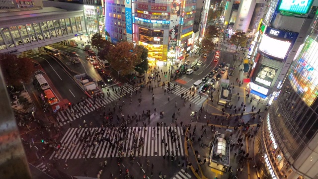 从日本东京的涩谷路口俯瞰视频素材