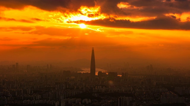 日落韩国首尔市视频下载