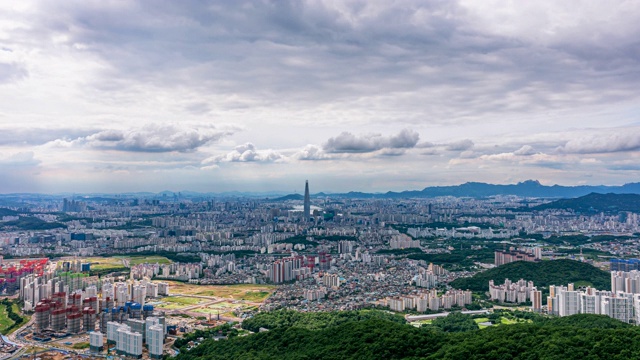 韩国首尔首尔城市天际线的时间流逝视频素材