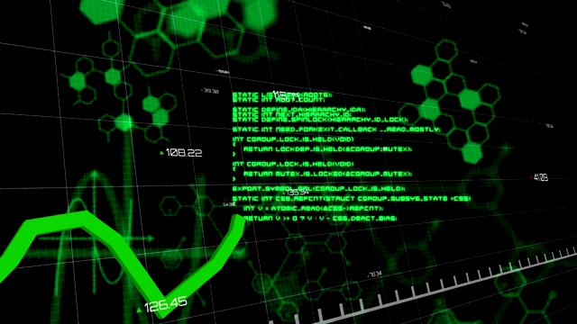绿色图形移动和数据处理在黑色背景下视频素材