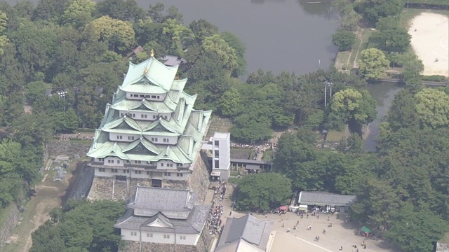 航空，名古屋城堡和游客，爱知，日本视频素材