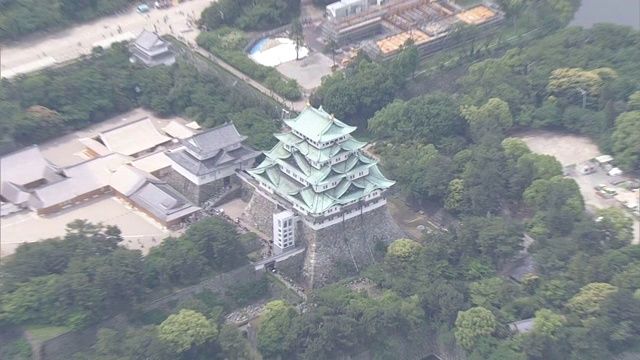 航空，名古屋城堡和游客，爱知，日本视频素材