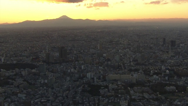 东京天际线与富士山黄昏，日本视频素材