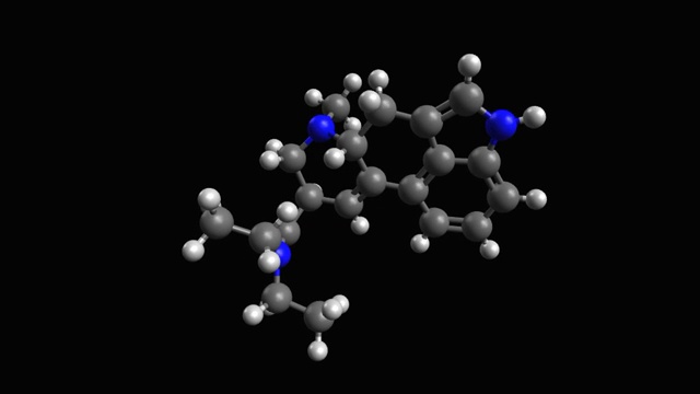 麦角酸二乙基酰胺(LSD)三维球棍动画模型视频素材