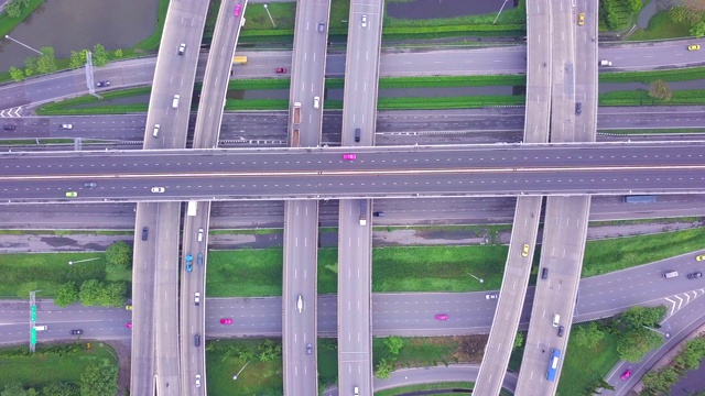 高速公路路口和高速公路俯视图视频素材