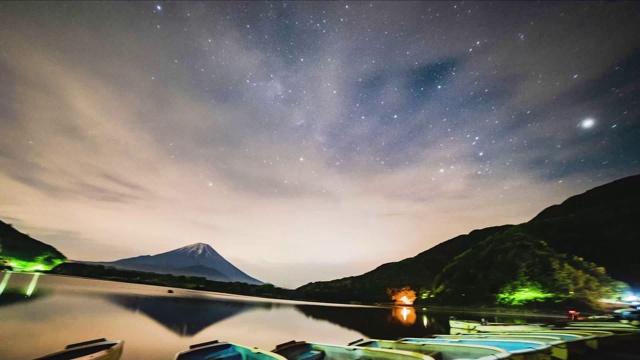 从正二湖看富士山的星空视频素材