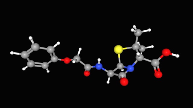 青霉素V分子的动画3D模型视频素材