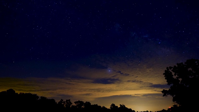 在晚春的夜空中移动着星星和云彩，时光流逝视频素材