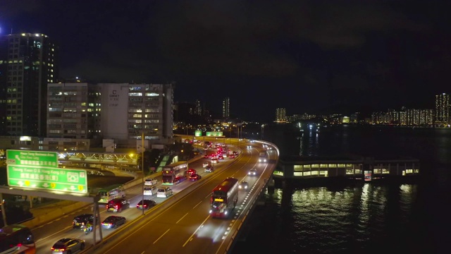 香港启德观塘观塘海滨长廊的无人机影像视频素材