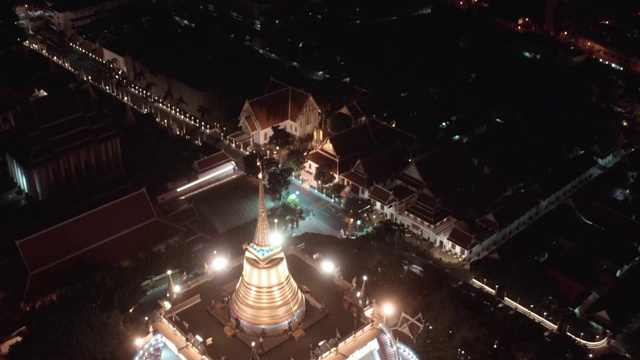 鸟瞰图Wat Saket Golden Mount temple在曼谷老城在泰国视频素材